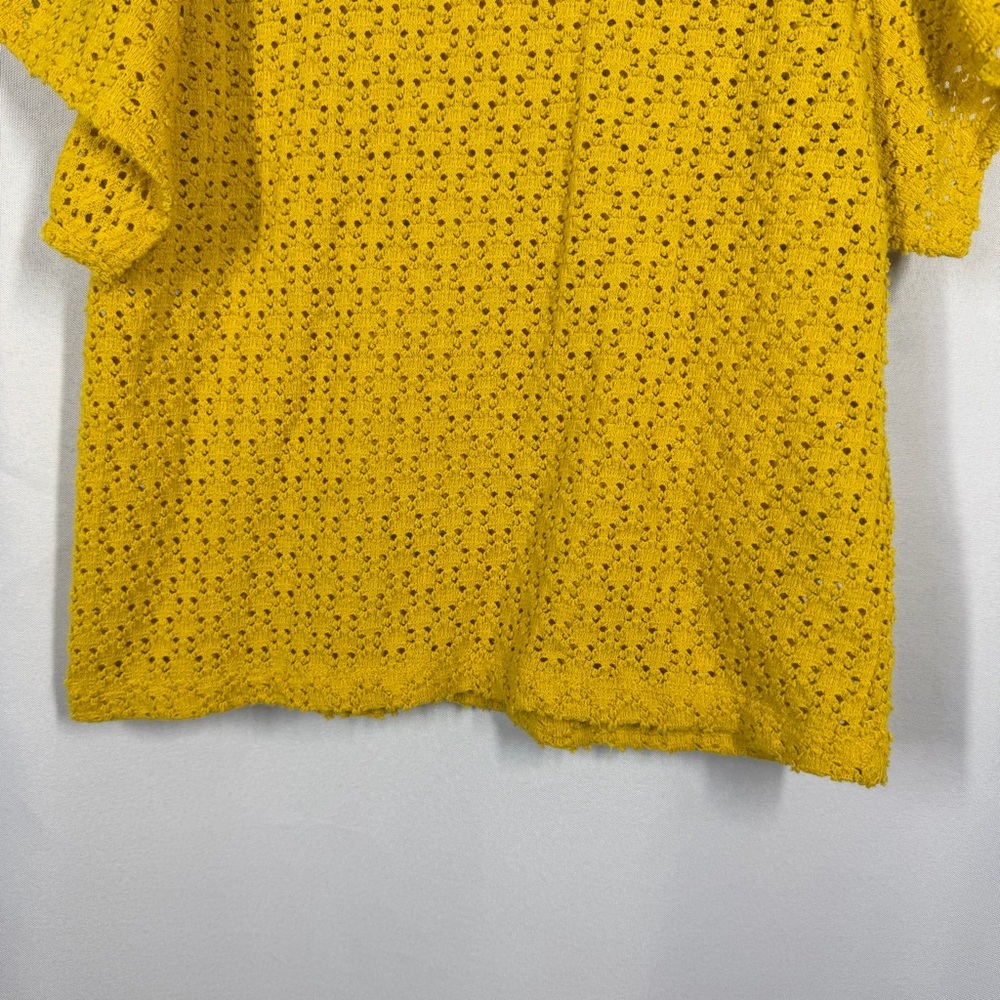 Madewell | Flutter Sleeve Eyelet Short Sleeve Top Yellow Women's Size XXS - Picture 5 of 11